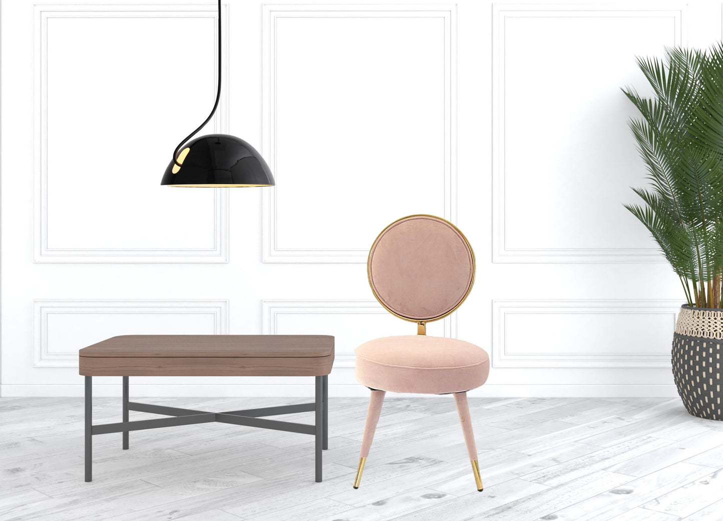 Pink & Gold Velvet Side Chair