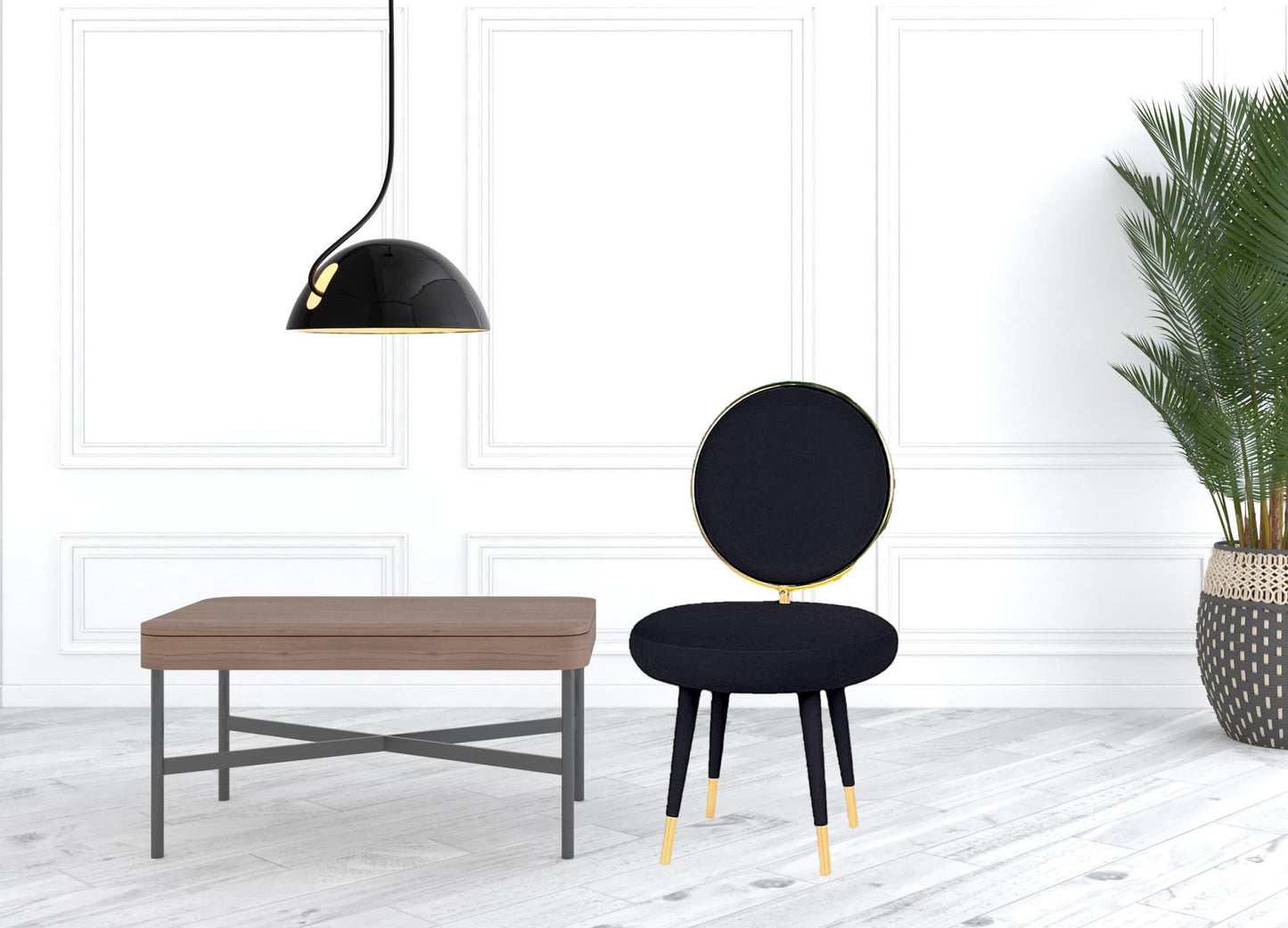 Black & Gold Velvet Side Chair