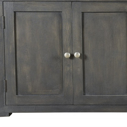 Dark Gray Solid Wood 4 Drawer Sideboard w/ 4 Doors