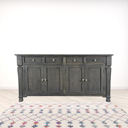 Dark Gray Solid Wood 4 Drawer Sideboard w/ 4 Doors