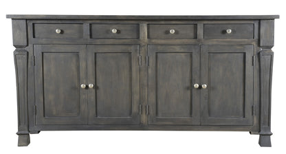 Dark Gray Solid Wood 4 Drawer Sideboard w/ 4 Doors