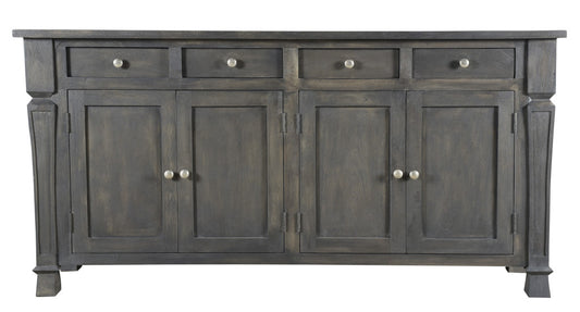 Dark Gray Solid Wood 4 Drawer Sideboard w/ 4 Doors