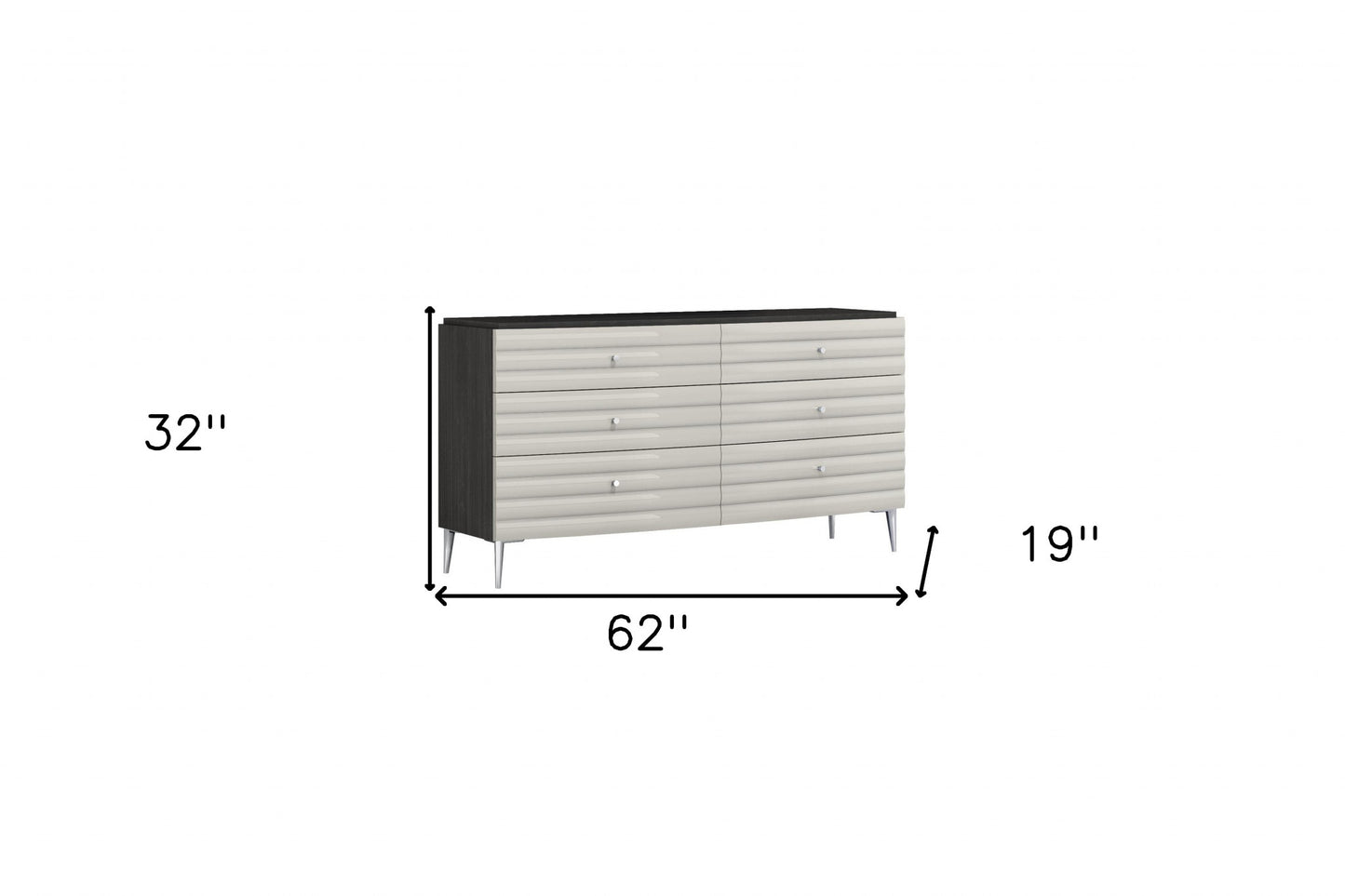 Walnut Solid Wood 6-Drawer Double Dresser
