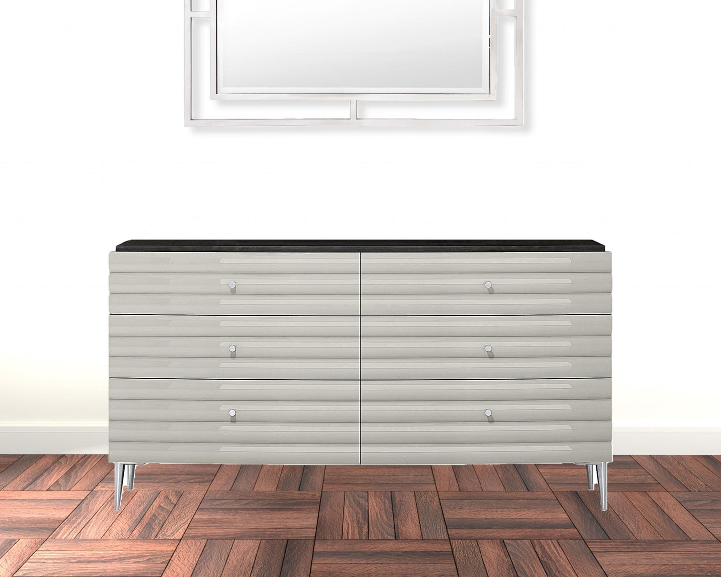 Walnut Solid Wood 6-Drawer Double Dresser