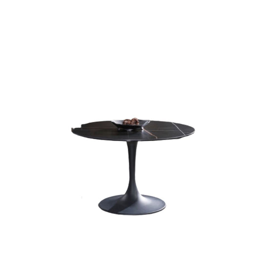 Black Rounded Ceramic And Metal Pedestal Base Dining Table
