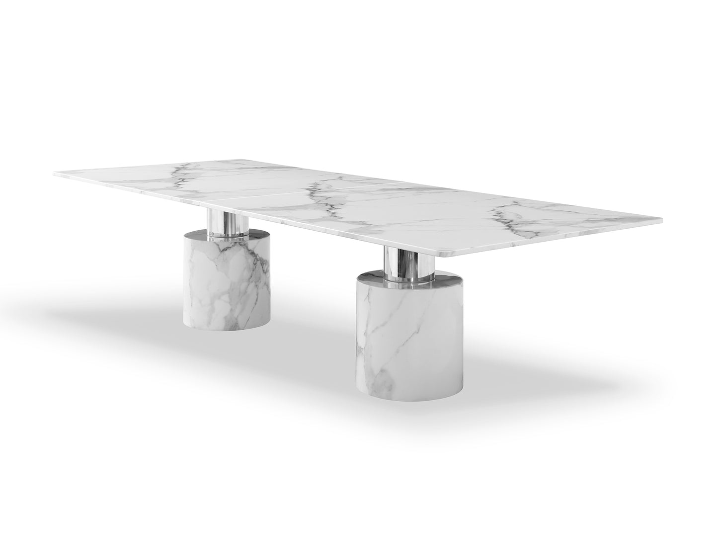 White Marble Double Pedestal Base Dining Table