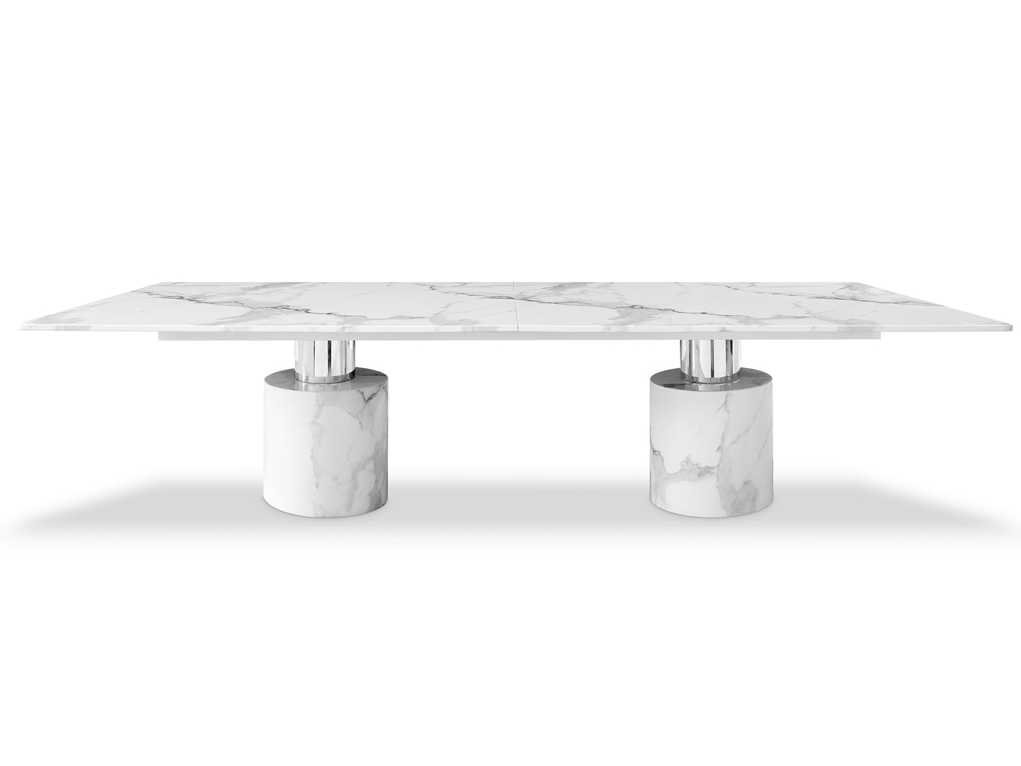 White Marble Double Pedestal Base Dining Table