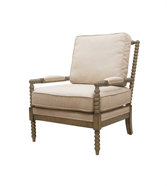 Ivory Cushion & Natural Beaded Arm Chair