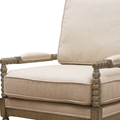 Ivory Cushion & Natural Beaded Arm Chair