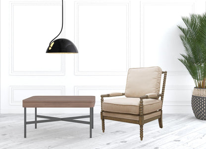 Ivory Cushion & Natural Beaded Arm Chair