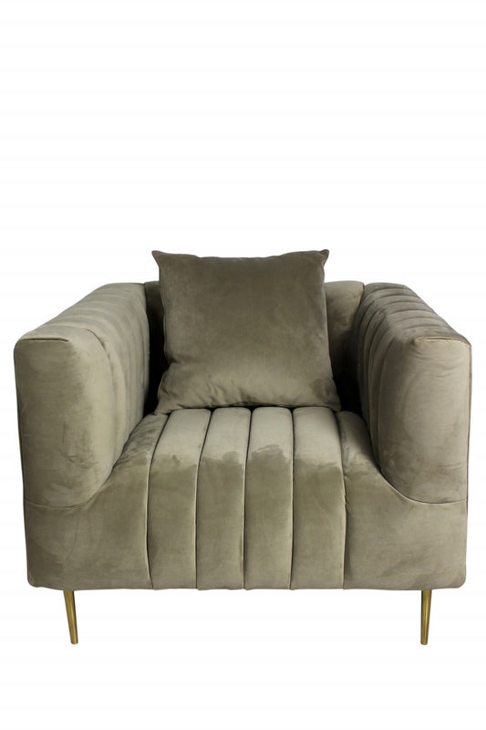 Beige Velvet Lounge Chair
