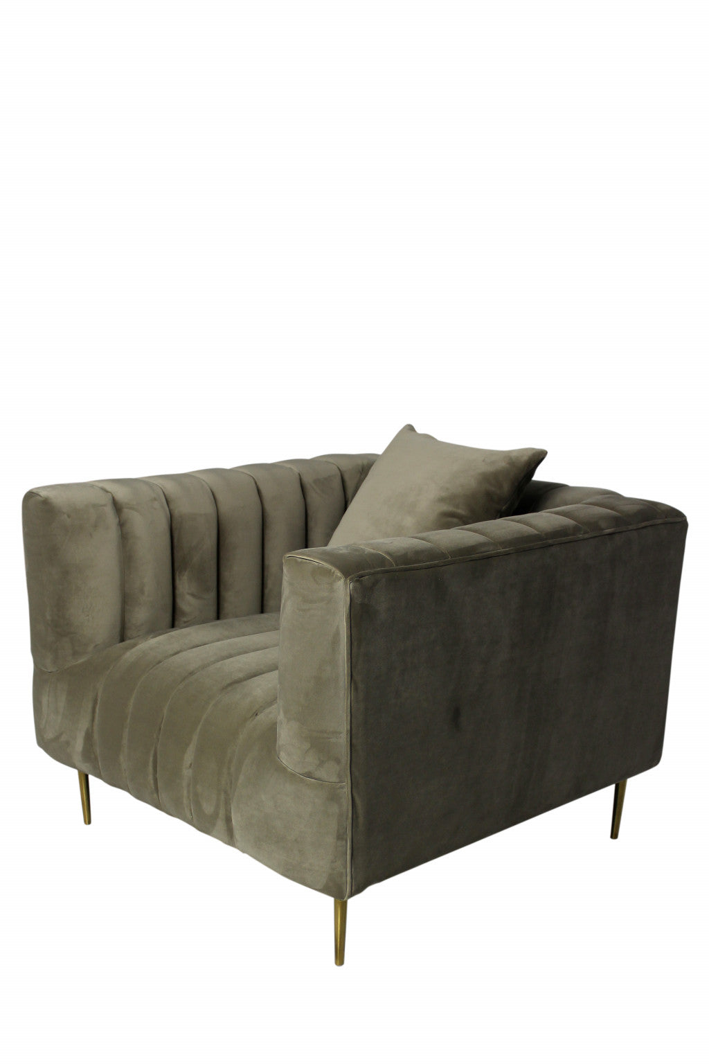 Beige Velvet Lounge Chair