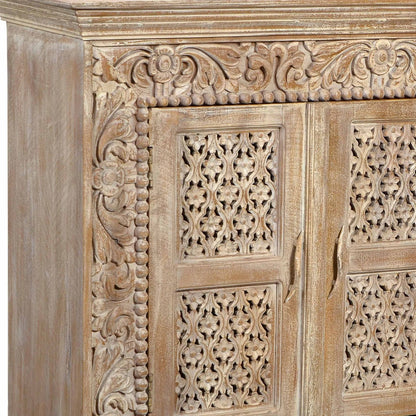 Light Brown Solid Wood Sideboard w/ 4 Doors