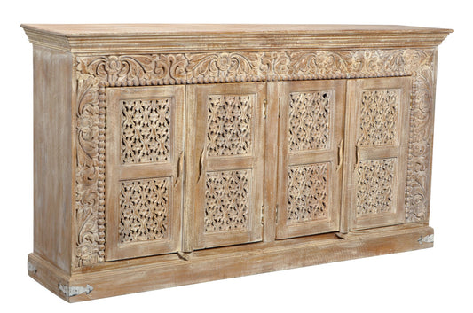 Light Brown Solid Wood Sideboard w/ 4 Doors
