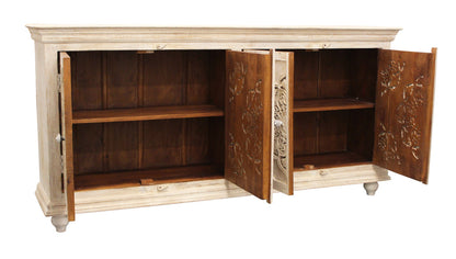 Beige Solid Wood Sideboard w/ 4 Doors