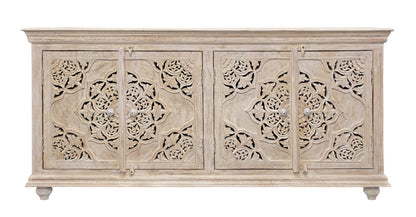 Beige Solid Wood Sideboard w/ 4 Doors