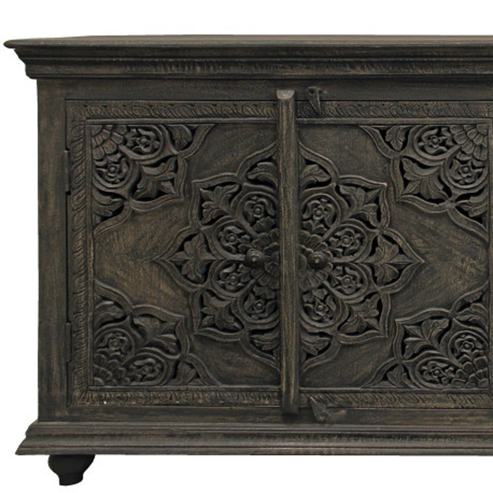 Distressed Gray Solid Wood Sideboard w/ 4 Doors