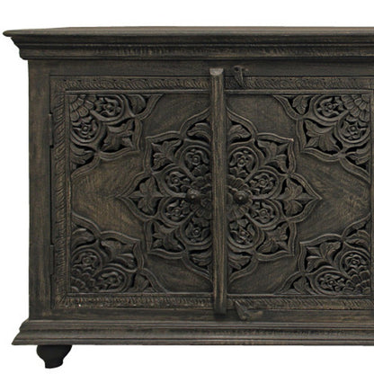 Distressed Gray Solid Wood Sideboard w/ 4 Doors