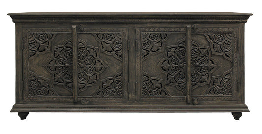 Distressed Gray Solid Wood Sideboard w/ 4 Doors