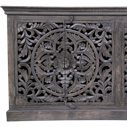 Distressed Gray Solid Wood Sideboard w/ 4 Doors