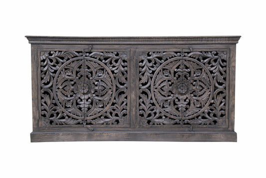 Distressed Gray Solid Wood Sideboard w/ 4 Doors