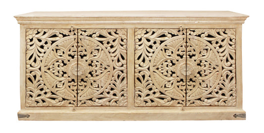 Beige Solid Wood Sideboard w/ 4 Doors