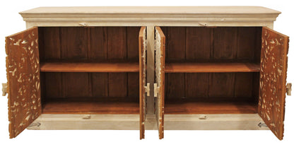 Beige Solid Wood Sideboard w/ 4 Doors