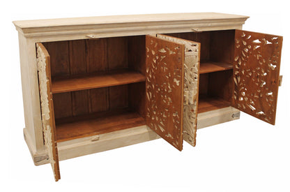 Beige Solid Wood Sideboard w/ 4 Doors