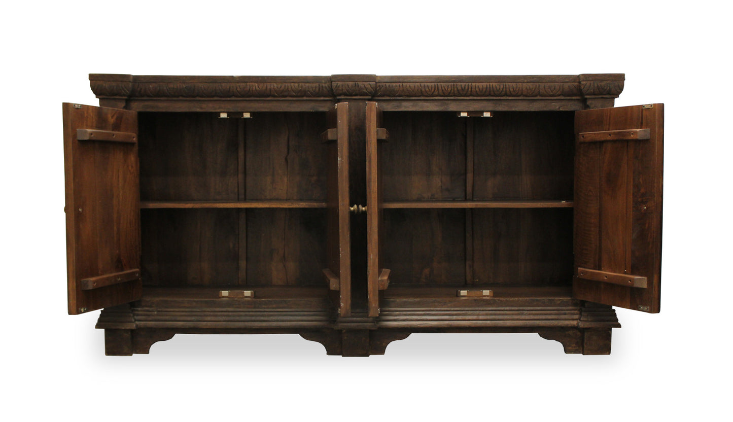 Brown Solid Wood Sideboard w/ 4 Doors