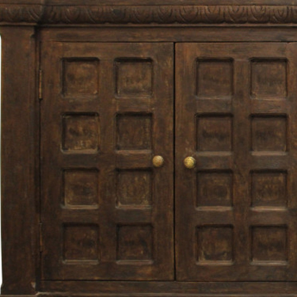 Brown Solid Wood Sideboard w/ 4 Doors