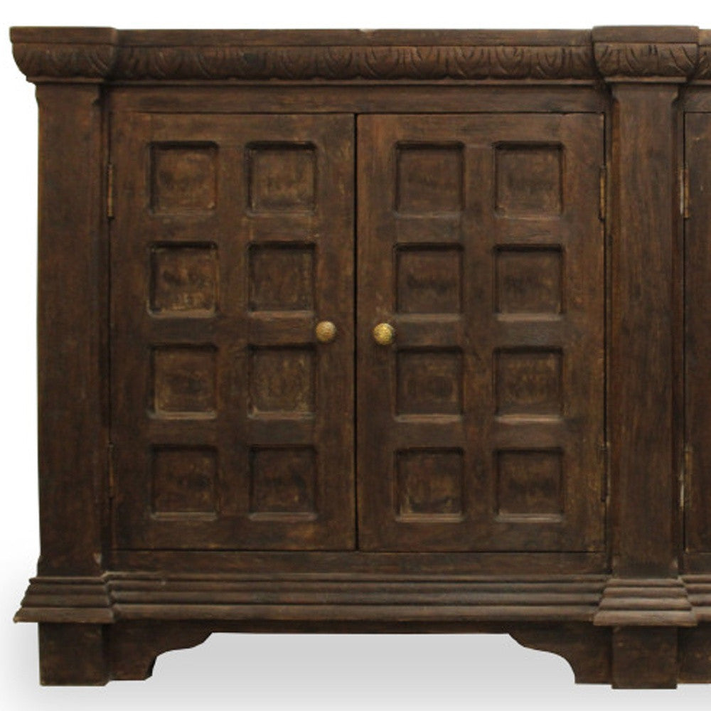 Brown Solid Wood Sideboard w/ 4 Doors
