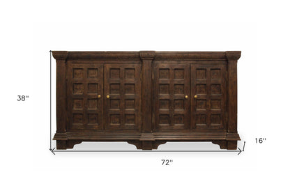 Brown Solid Wood Sideboard w/ 4 Doors