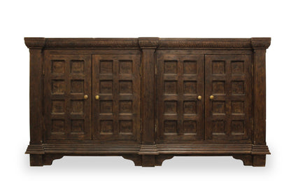 Brown Solid Wood Sideboard w/ 4 Doors