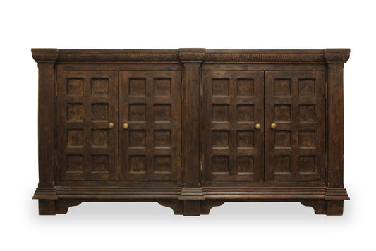 Brown Solid Wood Sideboard w/ 4 Doors