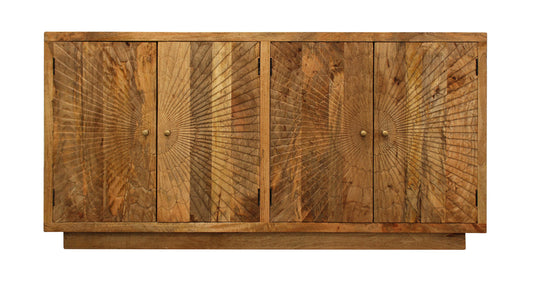 Brown Solid Wood Sideboard w/ 4 Doors
