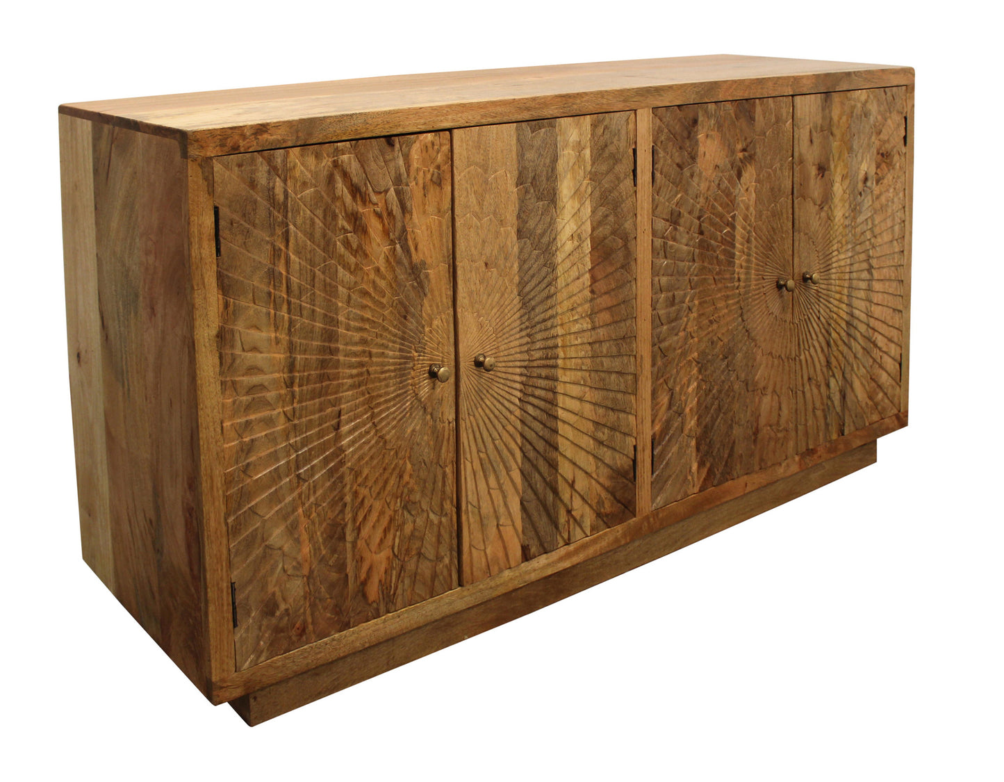 Brown Solid Wood Sideboard w/ 4 Doors