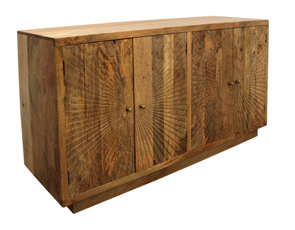 Brown Solid Wood Sideboard w/ 4 Doors