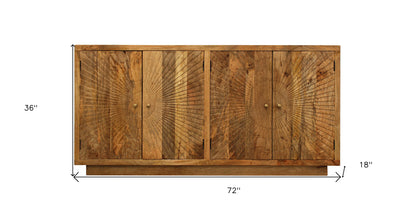 Brown Solid Wood Sideboard w/ 4 Doors
