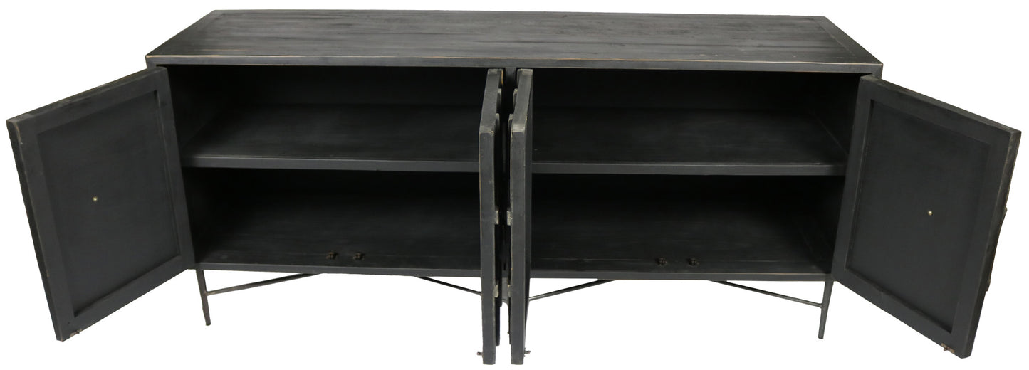Black Solid Wood Sideboard w/ 4 Doors