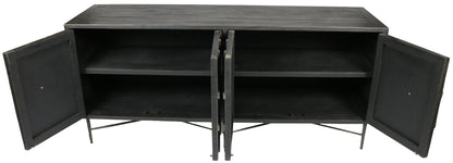 Black Solid Wood Sideboard w/ 4 Doors