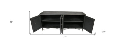 Black Solid Wood Sideboard w/ 4 Doors