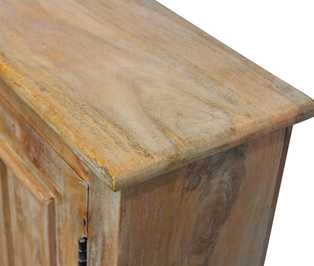 Distressed Natural Solid Wood Sideboard w/ 4 Doors