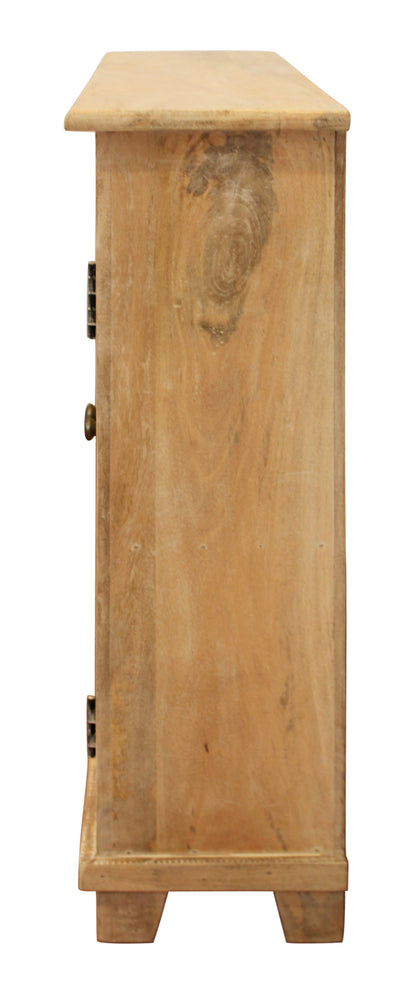 Distressed Natural Solid Wood Sideboard w/ 4 Doors