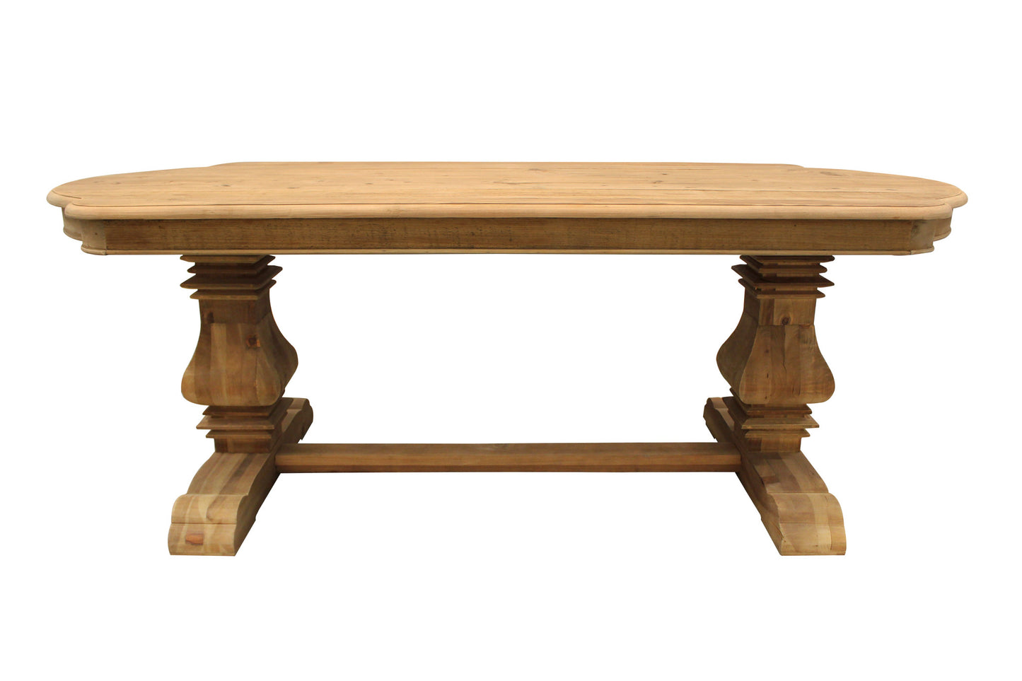 Natural Solid Wood Trestle Base Dining Table