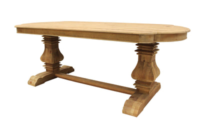 Natural Solid Wood Trestle Base Dining Table
