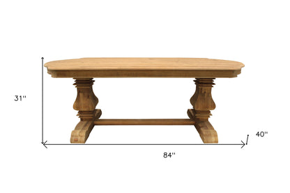 Natural Solid Wood Trestle Base Dining Table