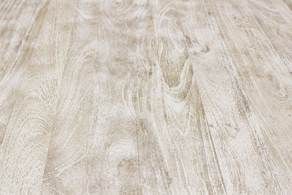 Antiqued White Solid Wood Trestle Base Dining Table