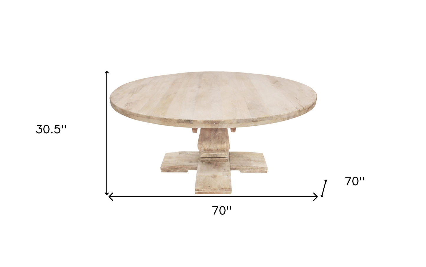 Brown Rounded Solid Wood Pedestal Base Dining Table