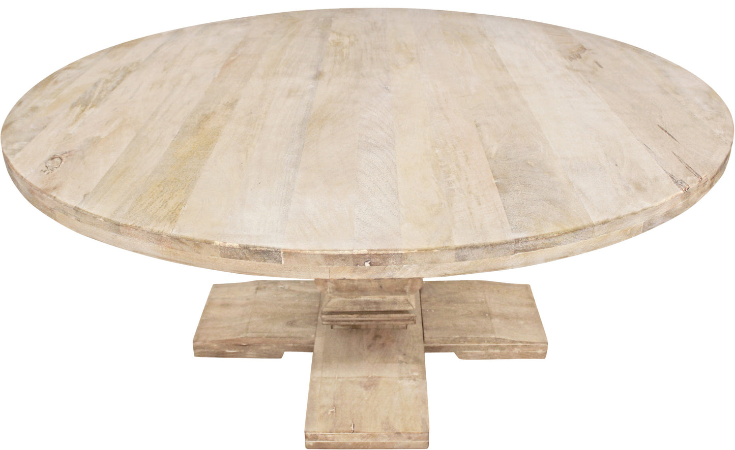 Brown Rounded Solid Wood Pedestal Base Dining Table