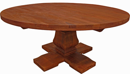Brown Rounded Solid Wood Dining Table